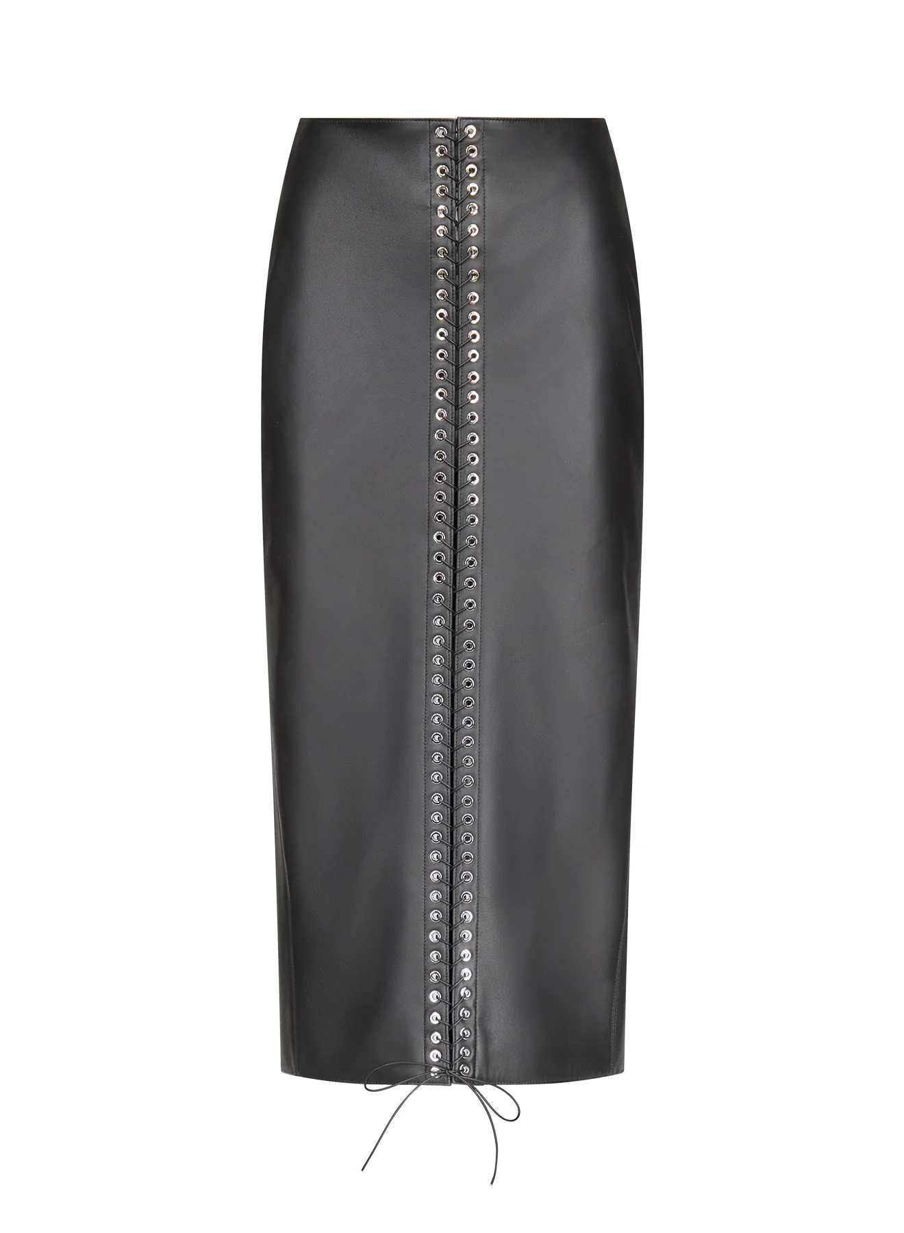 Lace-Up Pencil Skirt in Leather