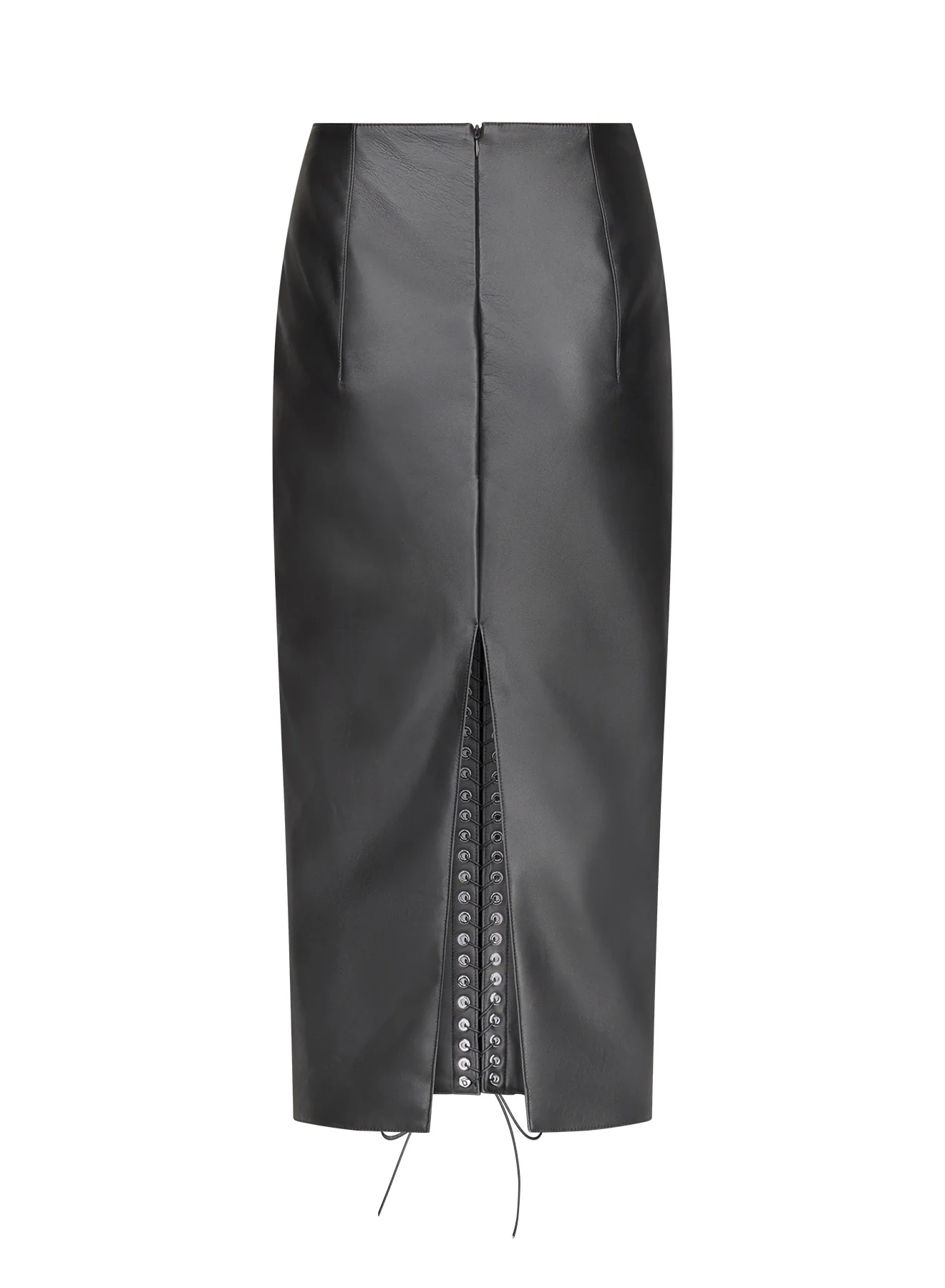 Lace-Up Pencil Skirt in Leather - Image 2